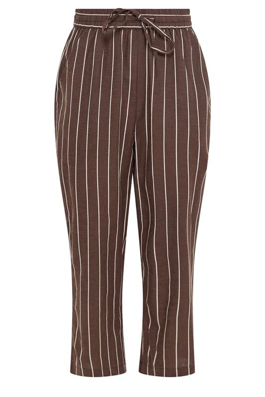  M&Co pantalones capri de rayas marrones con pernera cónica