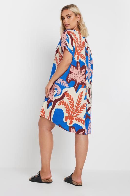 YOURS Plus Size Blue & Pink Abstract Print Tunic Dress | Yours Clothing 3