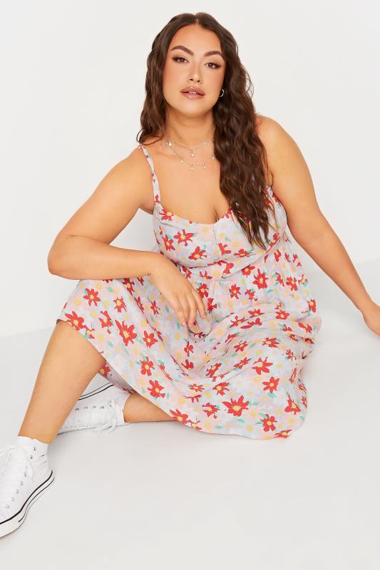 YOURS Curve White Floral Print Sundress | Yours Clothing  2