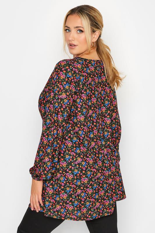 LIMITED COLLECTION Plus Size Black Floral Bust Detail Top | Yours Clothing 3