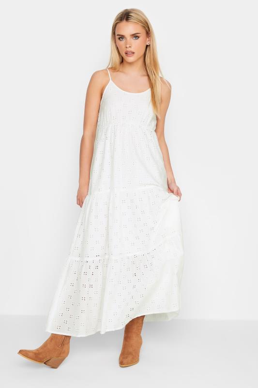 Petite  PixieGirl White Broderie Strap Maxi Dress