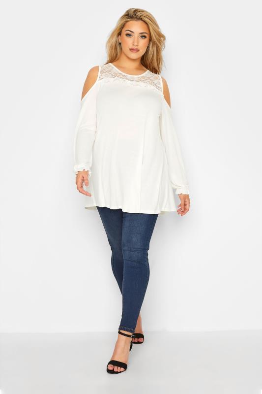 LIMITED COLLECTION Curve White Cold Shoulder Lace Top_B.jpg