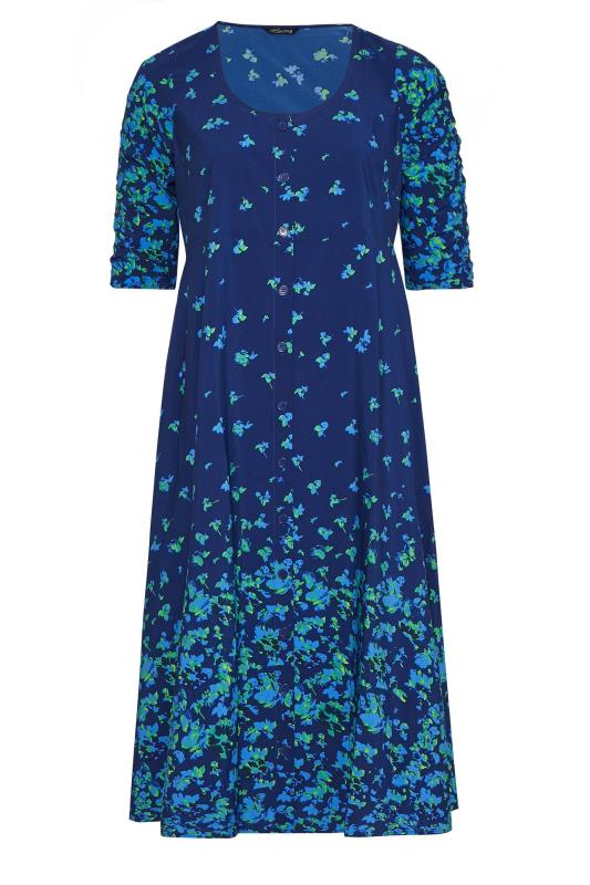 LIMITED COLLECTION Plus Size Blue Floral Tea Dress | Yours Clothing 6