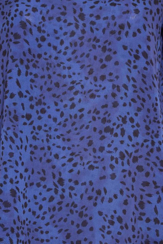 YOURS LONDON Plus Size Blue Animal Print Wrap Blouse | Yours Clothing 6