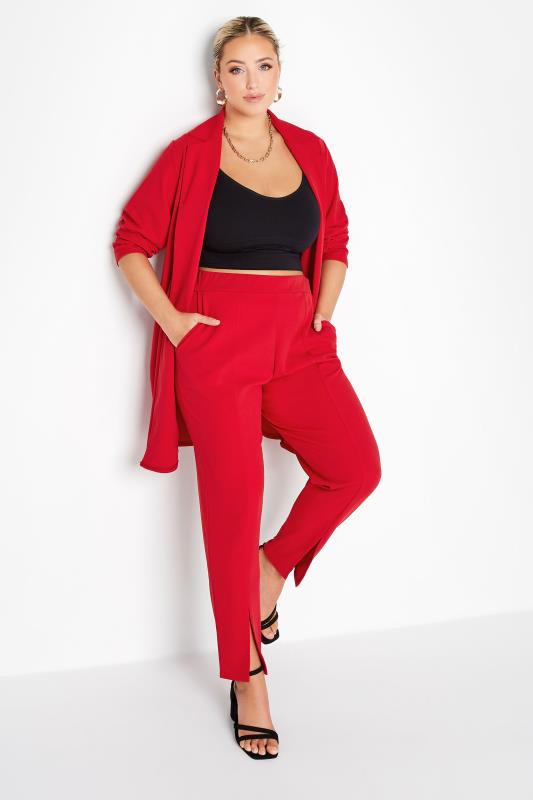 LIMITED COLLECTION Curve Red Split Hem Tapered Trousers 3