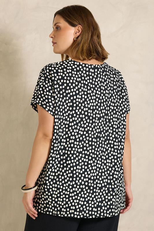 EVANS Plus Size Black Mono Spot Top | Evans 2
