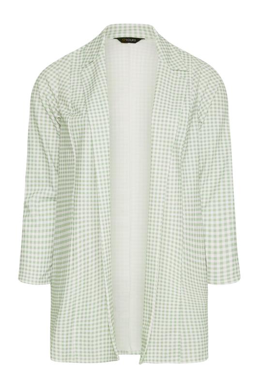 LIMITED COLLECTION Plus Size Sage Green Gingham Longline Blazer 7