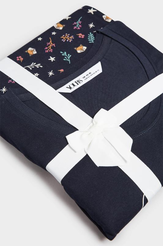 YOURS Plus Size Navy Blue 'Good Night Sleep Tight' Slogan Wide Leg Pyjama Set | Yours Clothing 6