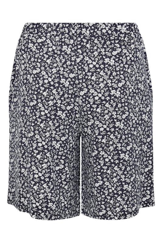 Curve Black Floral Pocket Jersey Shorts 6