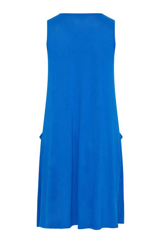 Curve Blue Sleeveless Drape Pocket Midi Dress 7