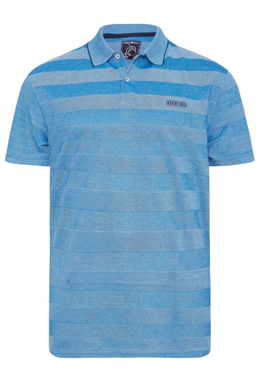 RAGING BULL Big & Tall Blue Birdseye Stripe Print Polo Shirt 2