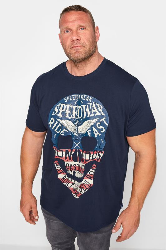 Plus Size  BadRhino Navy USA Skull T-Shirt