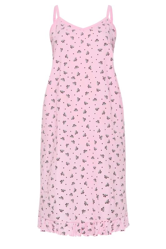YOURS Plus Size Light Pink Ditsy Floral Print Cotton Chemise | Yours Clothing 5
