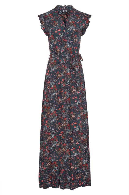 LTS Tall Black Mini Floral Frill Maxi Dress 6