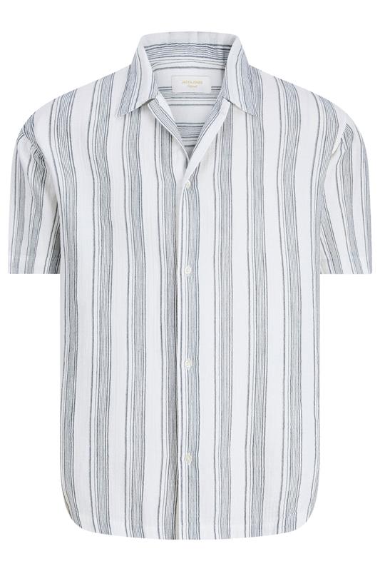 JACK & JONES Big & Tall Navy Blue Striped Shirt | BadRhino 2
