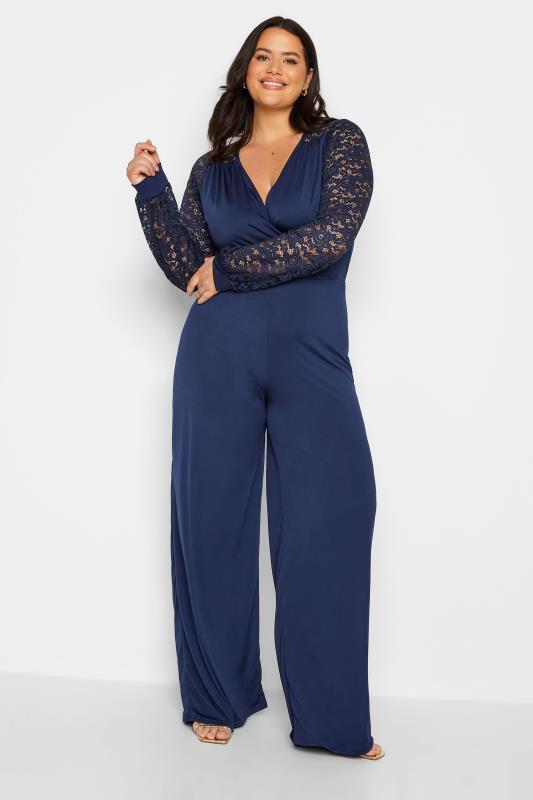 Tall Women's LTS Navy Blue Lace Back Jumpsuit | Long Tall Sally 2
