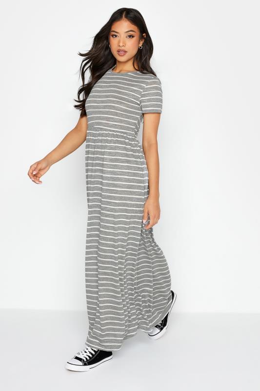 Petite  Petite Grey Stripe Maxi Dress