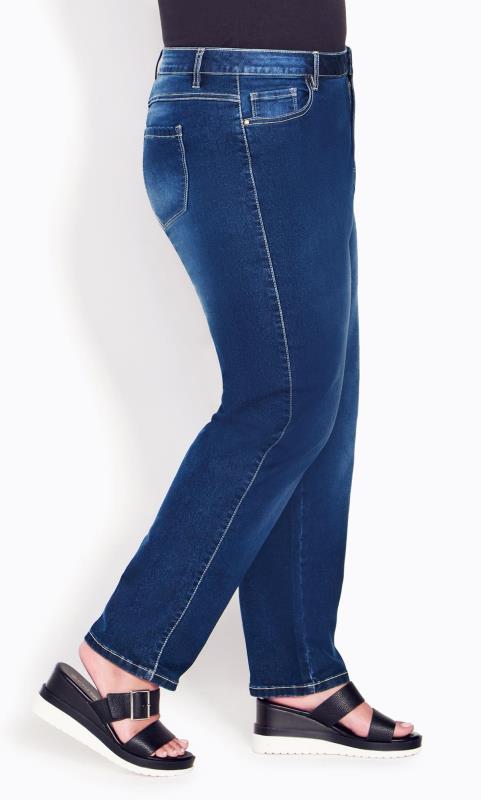 Plus Size  Evans Blue Mid Wash Straight Leg Jeans