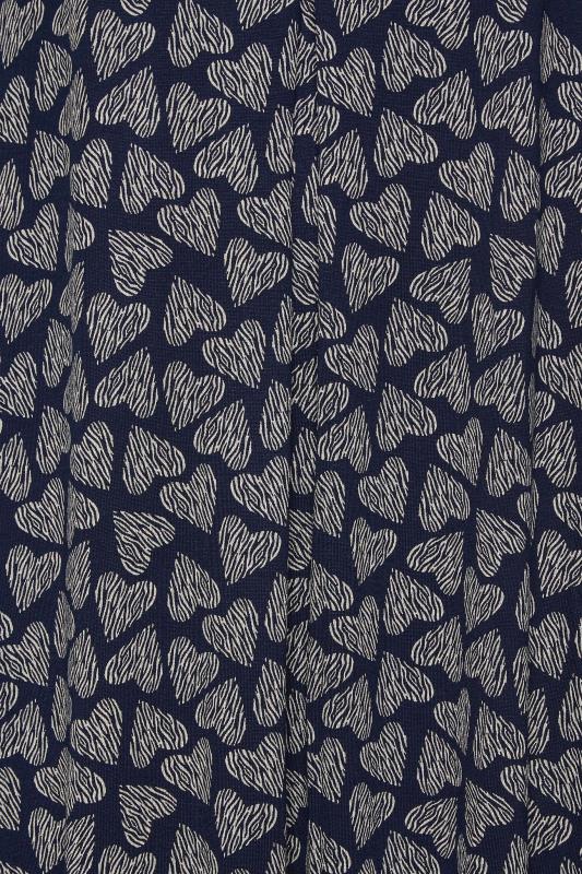 YOURS Plus Size Navy Blue Heart Print Maxi Dress | Yours Clothing 5