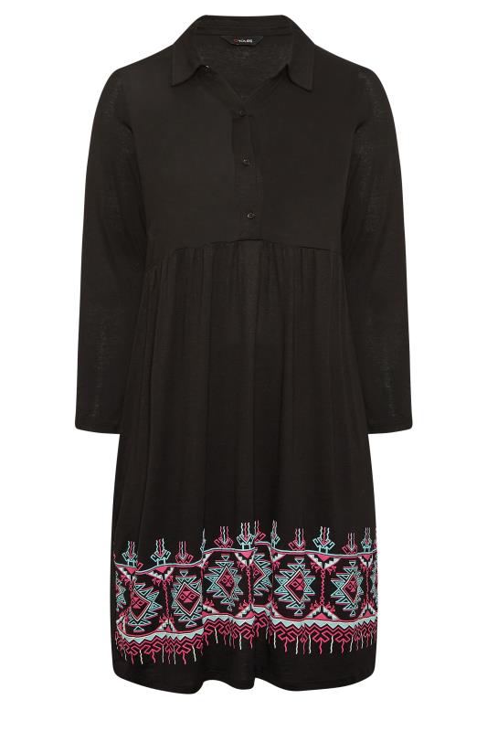 Curve Plus Size Black Aztec Print Midi Shirt Dress | Yours Clothing  6