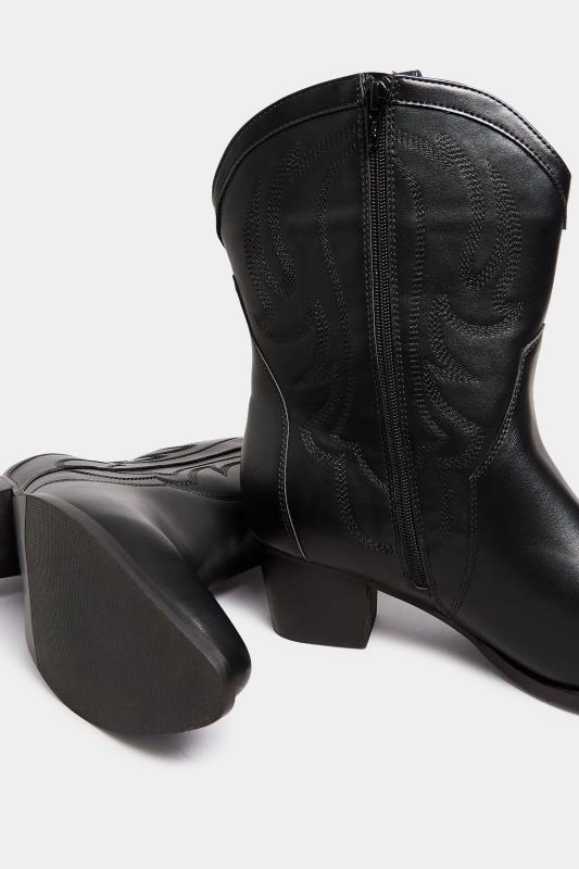 LIMITED COLLECTION Black Cowboy Ankle Boots in Extra Wide EEE Fit | Yours Clothing 5