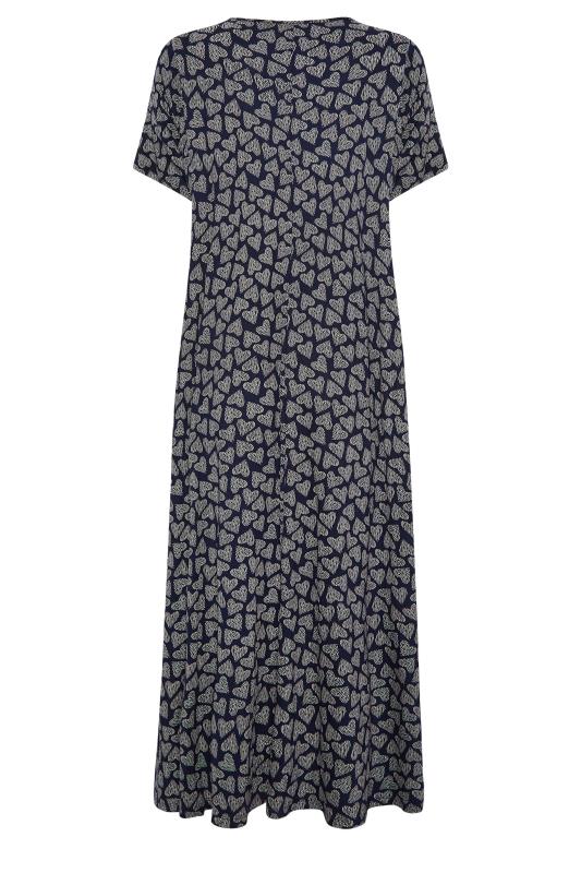 YOURS Plus Size Navy Blue Heart Print Maxi Dress | Yours Clothing 7