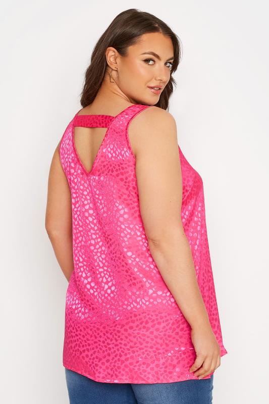 Plus Size Pink Animal Print Satin Vest Top | Yours Clothing  3