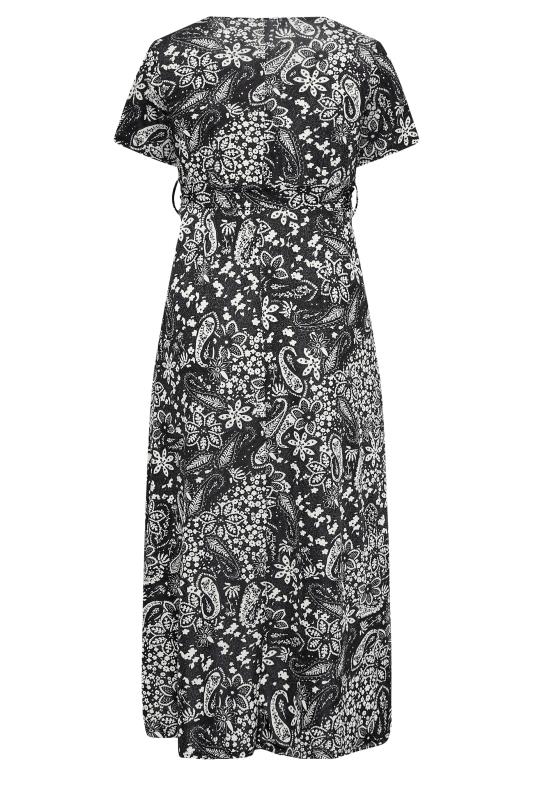 YOURS Plus Size Black Paisley Print Wrap Maxi Dress | Yours Clothing 7