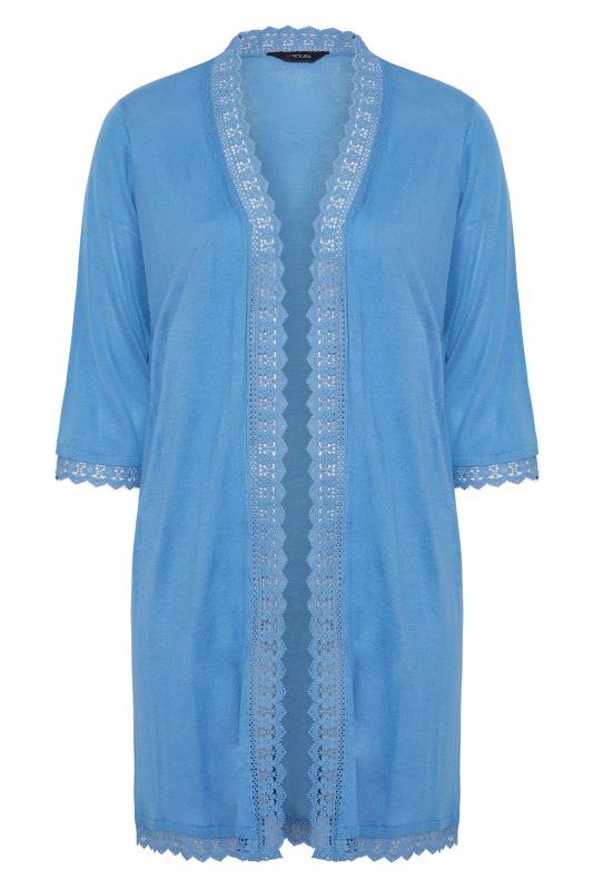 Plus Size Blue Lace Trim Cardigan | Yours Clothing  6