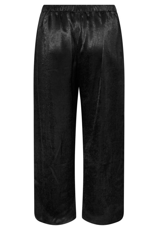 Curve Womens Plus Size Black Satin Wide Leg Trousers | Yours Clothing  5