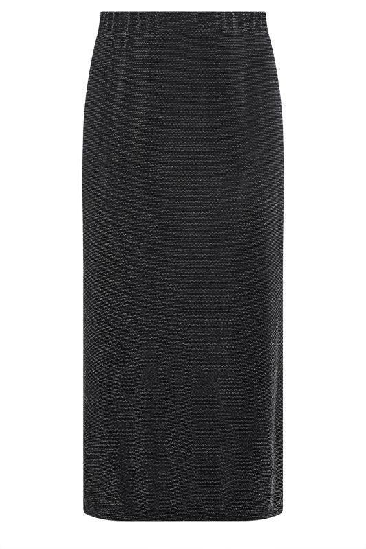 YOURS Plus Size Black Glitter Maxi Skirt | Yours Clothing 5