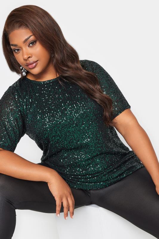 YOURS LONDON Plus Size Gold Sequin Swing Top | Yours Clothing 4