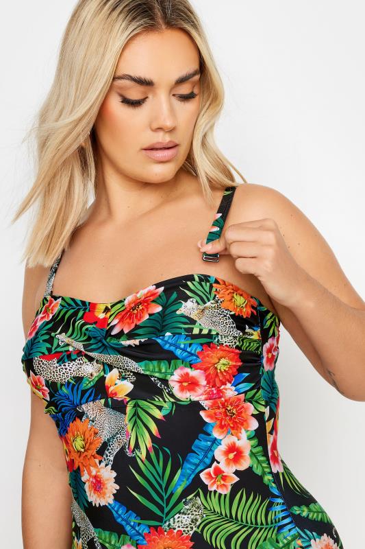 YOURS Plus Size Black Tropical Print Swimsuit | Yours Clothing 8