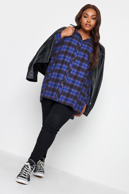 YOURS Plus Size Blue Check Print Oversized Shirt | Yours Clothing 2
