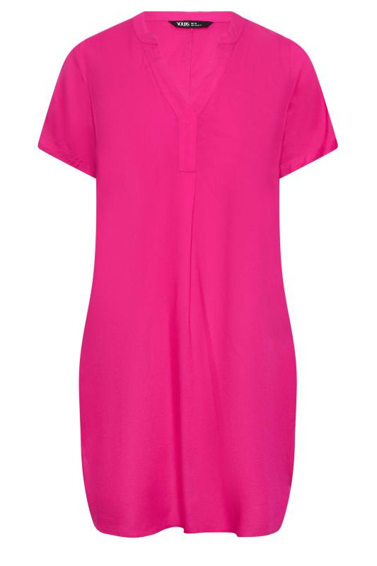 YOURS Plus Size Hot Pink Short Sleeve Tunic Dress | Yours Clothing 5