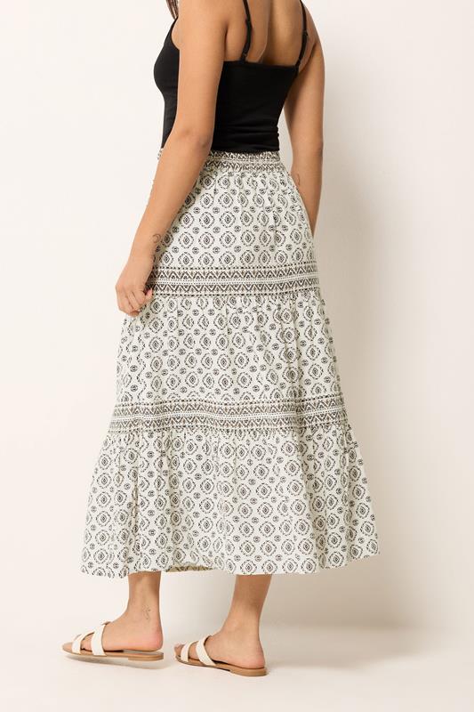 M&Co Petite White Aztec Tiered Maxi Skirt | M&Co 2