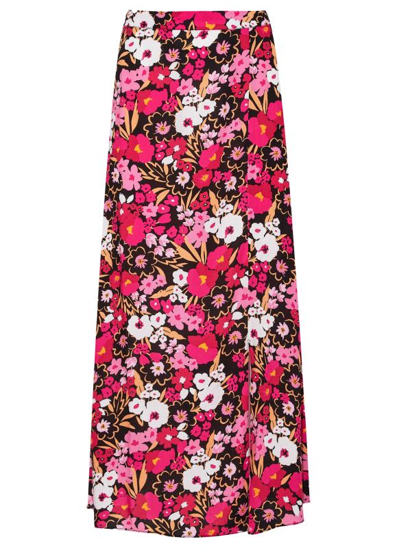 LTS Tall Black Floral Print Midi Skirt 3