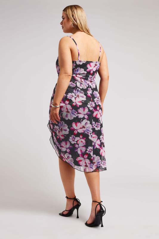 YOURS LONDON Plus Size Black Floral Print Gathered Dress | Yours Clothing  4