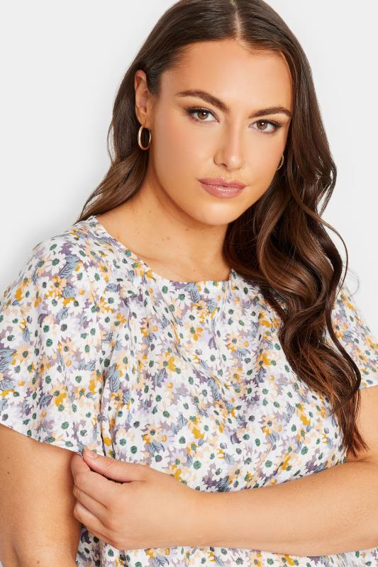 YOURS Plus Size White Floral Print Frill Blouse | Yours Clothing 4