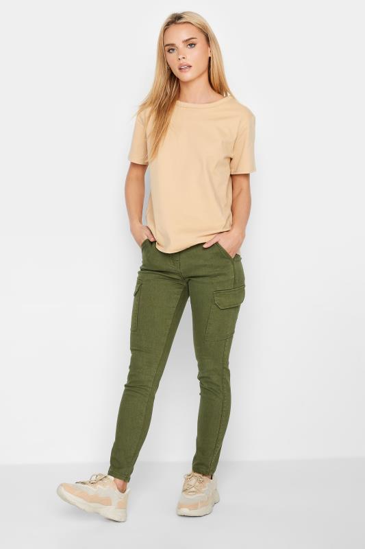 Petite Khaki Green Cargo Skinny Jeans | PixieGirl 2