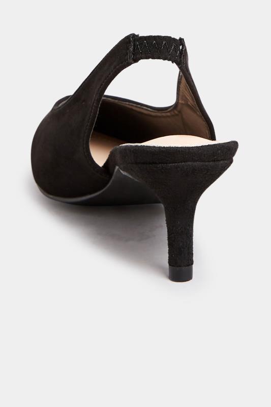 PixieGirl Black Slingback Kitten Heel Court Shoes In Standard Fit | PixieGirl 4