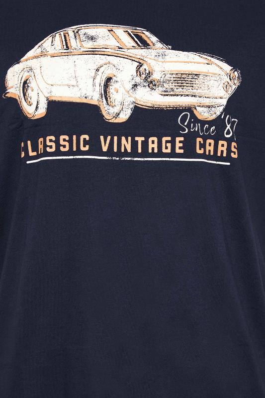 BadRhino Big & Tall Navy Blue 'Classic Vintage Cars' Graphic Print T-Shirt | BadRhino 2
