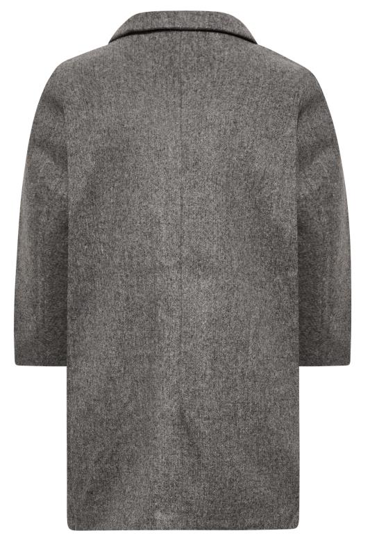 JACK & JONES Big & Tall Grey Single Breasted Textured Coat | BadRhino 4