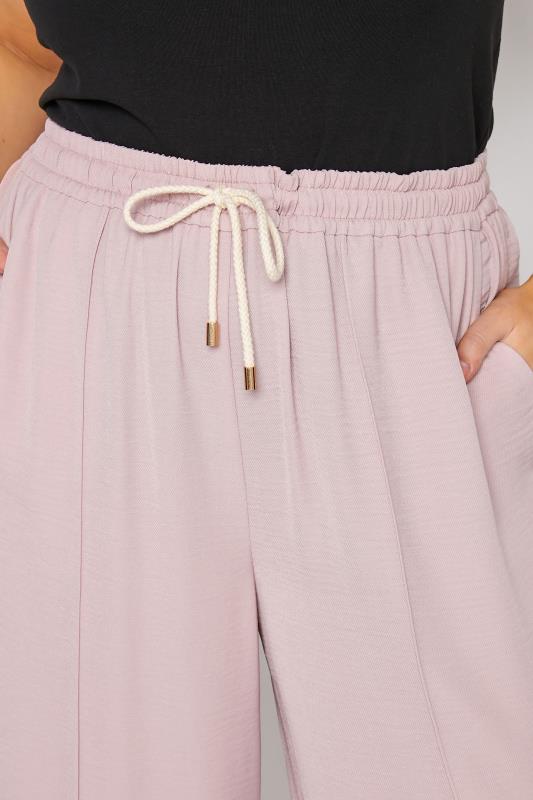 Plus Size Pink Lightweight Twill Wide Leg Trousers | Yours Clothing 3