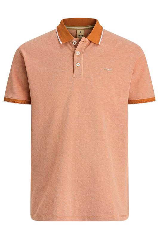 JACK & JONES Big & Tall Orange Tipped Polo Shirt | BadRhino 2