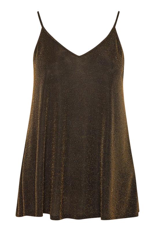 Gold Metallic Swing Cami Top | Yours Clothing