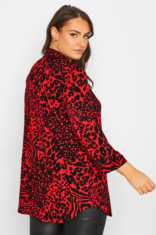 Plus Size Red Animal Print Blouse | Yours Clothing 3