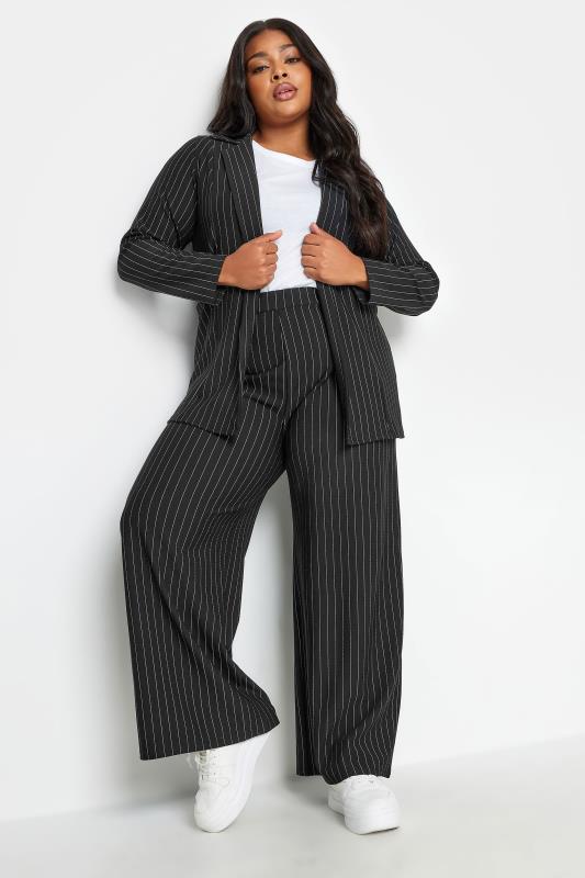 LIMITED COLLECTION Plus Size Black Pinstripe Pocket Blazer | Yours Clothing 2