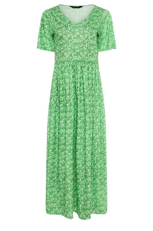  M&Co vestido largo de algodón verde floral de escote de pico