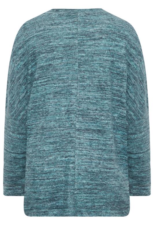 YOURS LUXURY Plus Size Blue Sequin Embellished Marl Soft Touch Top | Yours Clothing 8